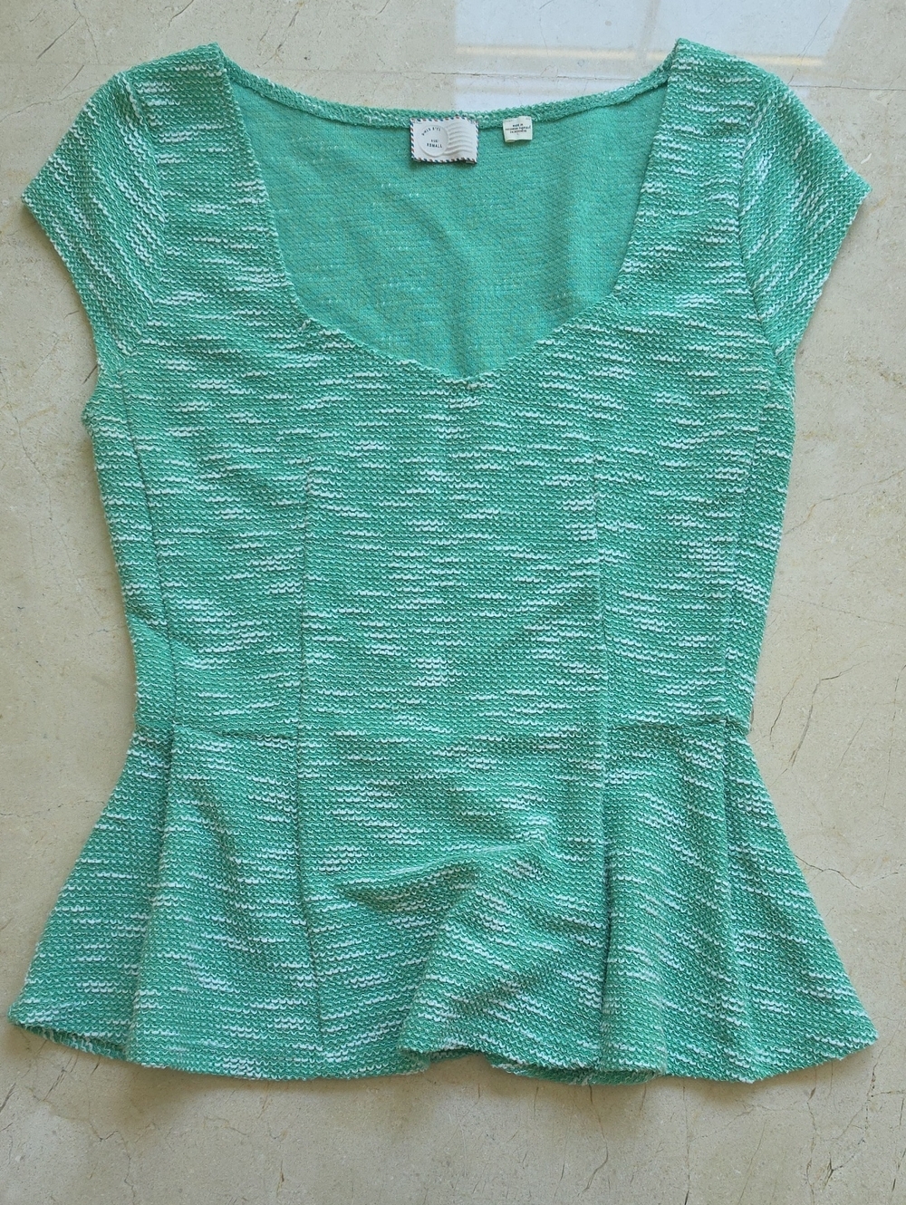Mint Green Textured Peplum Top - Women